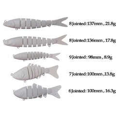 Swimbait multiarticulado Chan'sHuang con sonajero – Señuelo en blanco