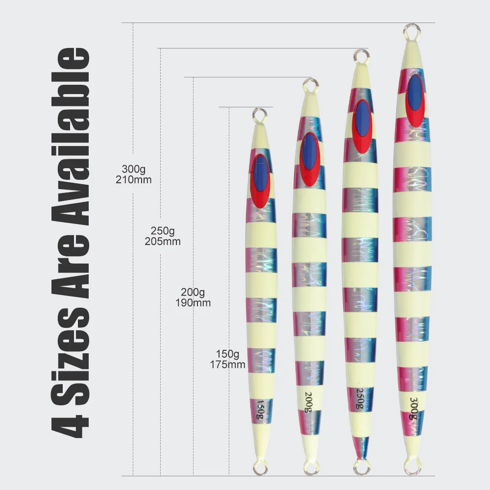 CASTFUN-señuelo de pesca Jigging para barco de aguas profundas, 150g, 200g, 250g, señuelo deslizante de sardina, cebos de plantilla lenta, anzuelo largo de Metal fundido - imagen 5