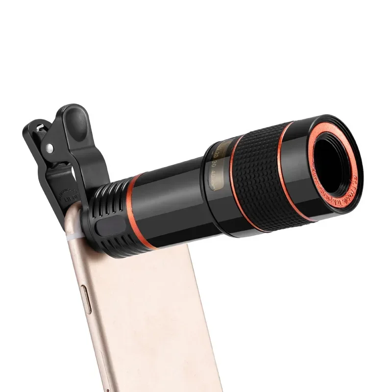 Teleobjetivo para cámara de teléfono con Zoom 8x 12x, telescopio Monocular, lente de telescopio óptico Universal con Clip para teléfono inteligente - imagen 4
