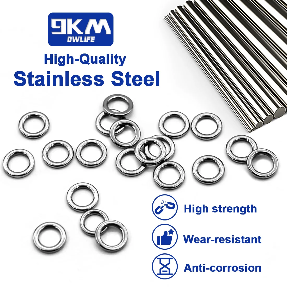 50 ~ 200 Uds anillo sólido de pesca Jigging conector de señuelo de alta resistencia de acero inoxidable - imagen 3