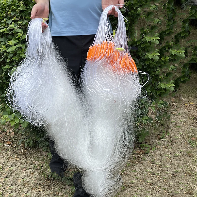Lawaia-red de pesca de tres capas, red de seda blanca, flotador de plástico, plomo largo, pegajoso, colgante, trampa retráctil, 25M de longitud - imagen 5