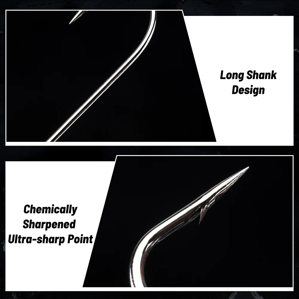 Goture-anzuelos de pesca de caña larga, anzuelos de acero con alto contenido de carbono, para pesca en agua dulce, 1/0, 2/0, 3/0, 4/0, 5/0, 6/0, 50 unidades por lote - imagen 4