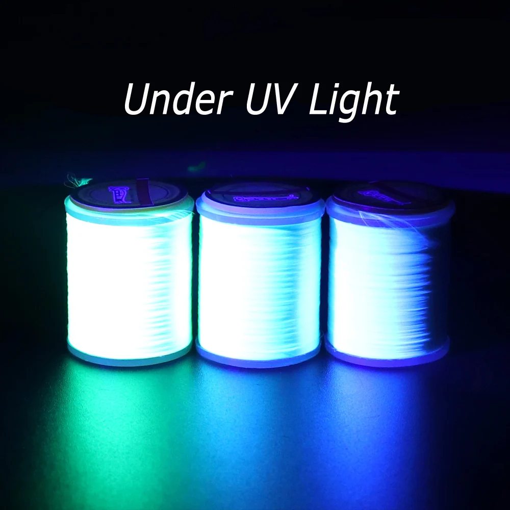 Wifreo-hilo luminoso para atar moscas, 1 unidad, 150D, para Jigging, gancho, moscas, ribetes que brillan en la oscuridad, blanco y verde - imagen 4