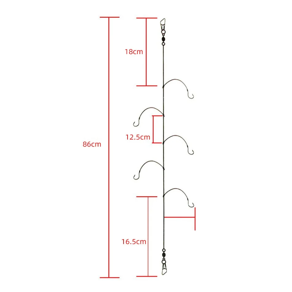 5 anzuelos de pesca de acero rico en carbono con 5 anzuelos pequeños, aparejos giratorios, señuelos de pesca, anzuelos de cuerda 5 # -13 # - imagen 4