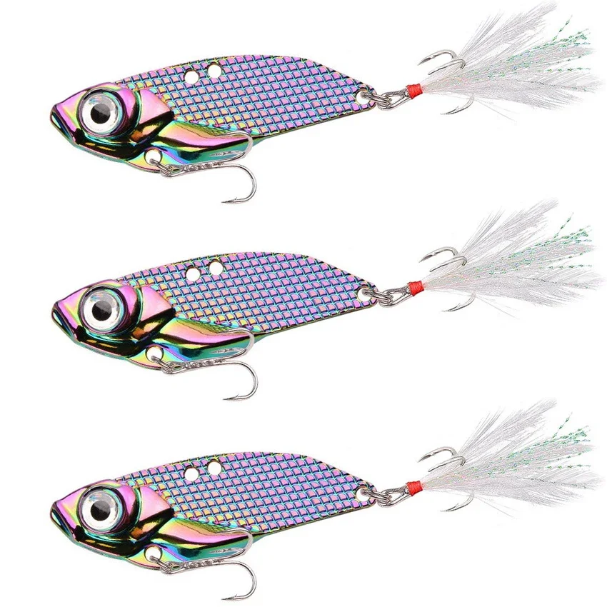 Señuelo de pesca de Metal VIB, 1 uds, 5/7/10/15/20g, cuchara de vibración, cebos duros Crankbait Wobbler Swimbait Cicada VIB Tackle, 3 colores - imagen 5
