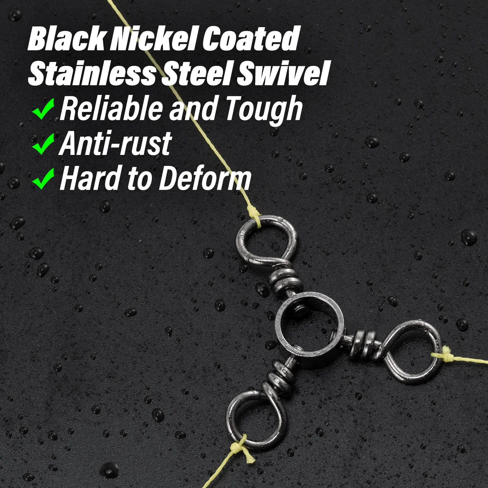 Conector de anzuelo de línea de pesca de 3 vías, aparejo de bagre de agua salada, barril giratorio de acero inoxidable para señuelo de pesca, aparejo de lubina, 50 piezas - imagen 5