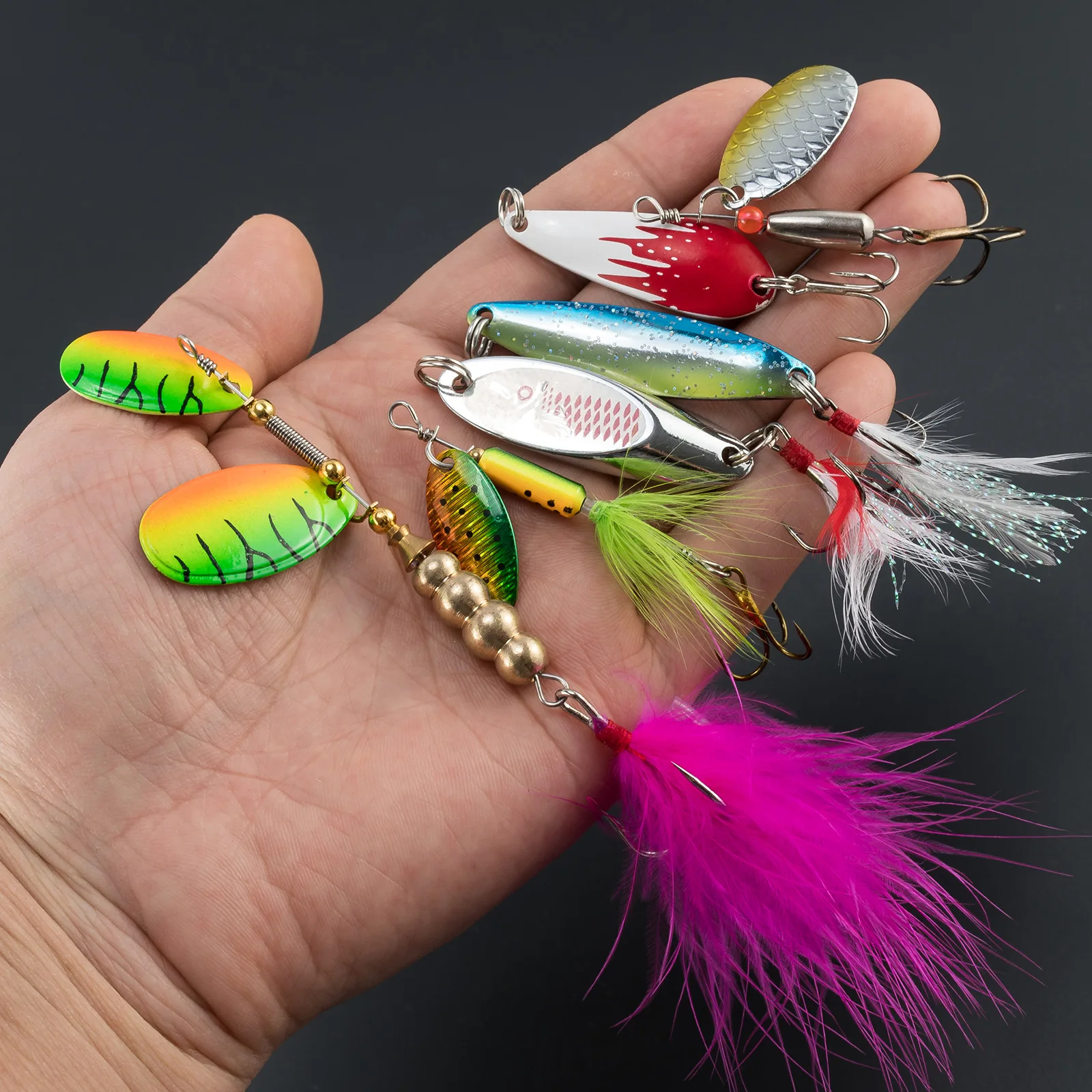 Señuelo lubina cuchara giratoria cola gallo Wobbler Crankbait - imagen 5