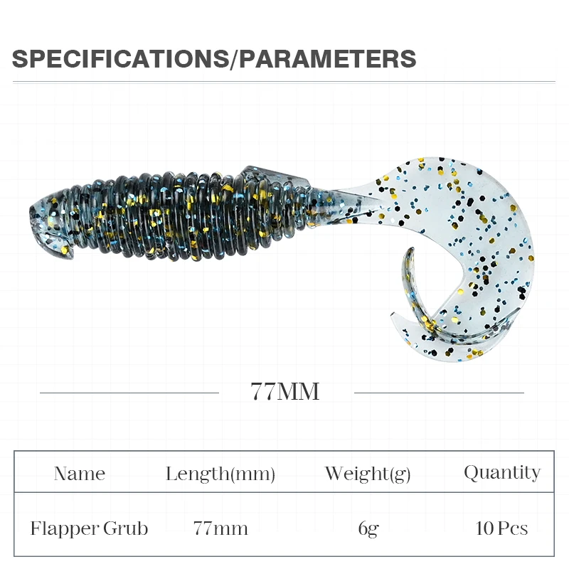 MEREKING-señuelo de pesca Flapper Grub, fácil de usar, cebo extremadamente eficaz, 77mm, 6g, señuelos blandos, cebo de plástico Artificial de silicona - imagen 2