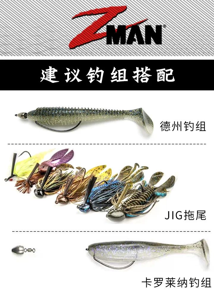 ZMAN EE. UU. Original importado TRD BUGZ Ned grupo de pesca, señuelo cebo suave Texas Jig Trailing Camarones - imagen 5