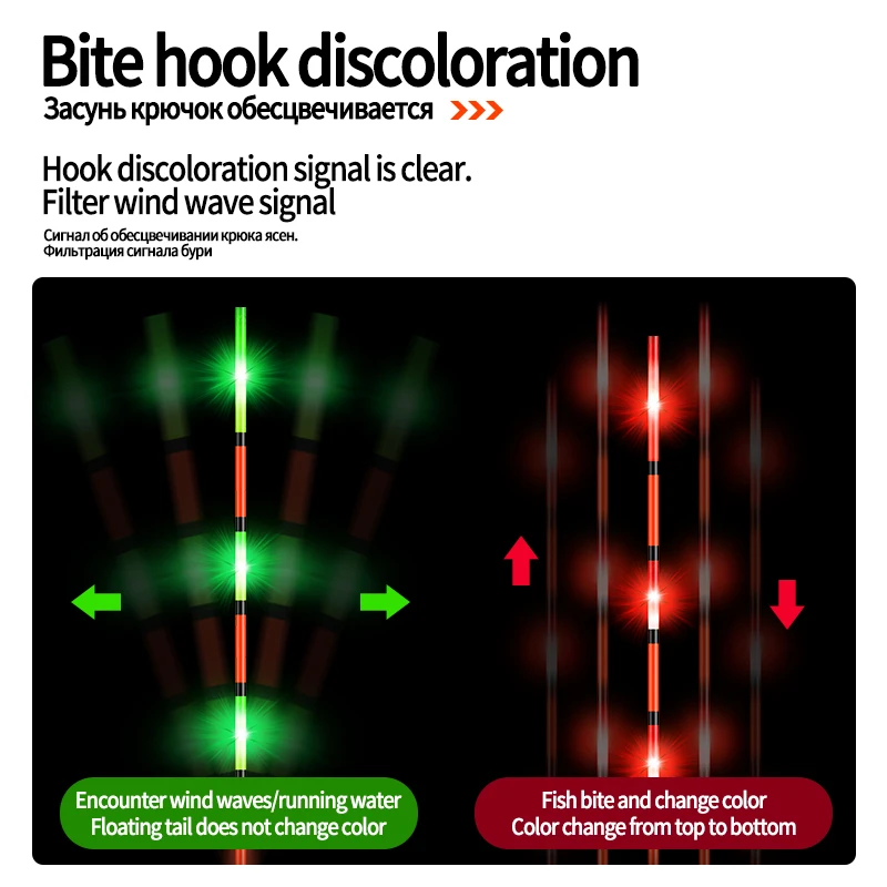 Cola flotadora LED, 1 tubo flotador, 1 bolsa de ganchos, 1 soporte flotador, boya de luz LED fuerte, Sensor de gravedad, herramientas de cola luminosa que cambian de Color - imagen 3