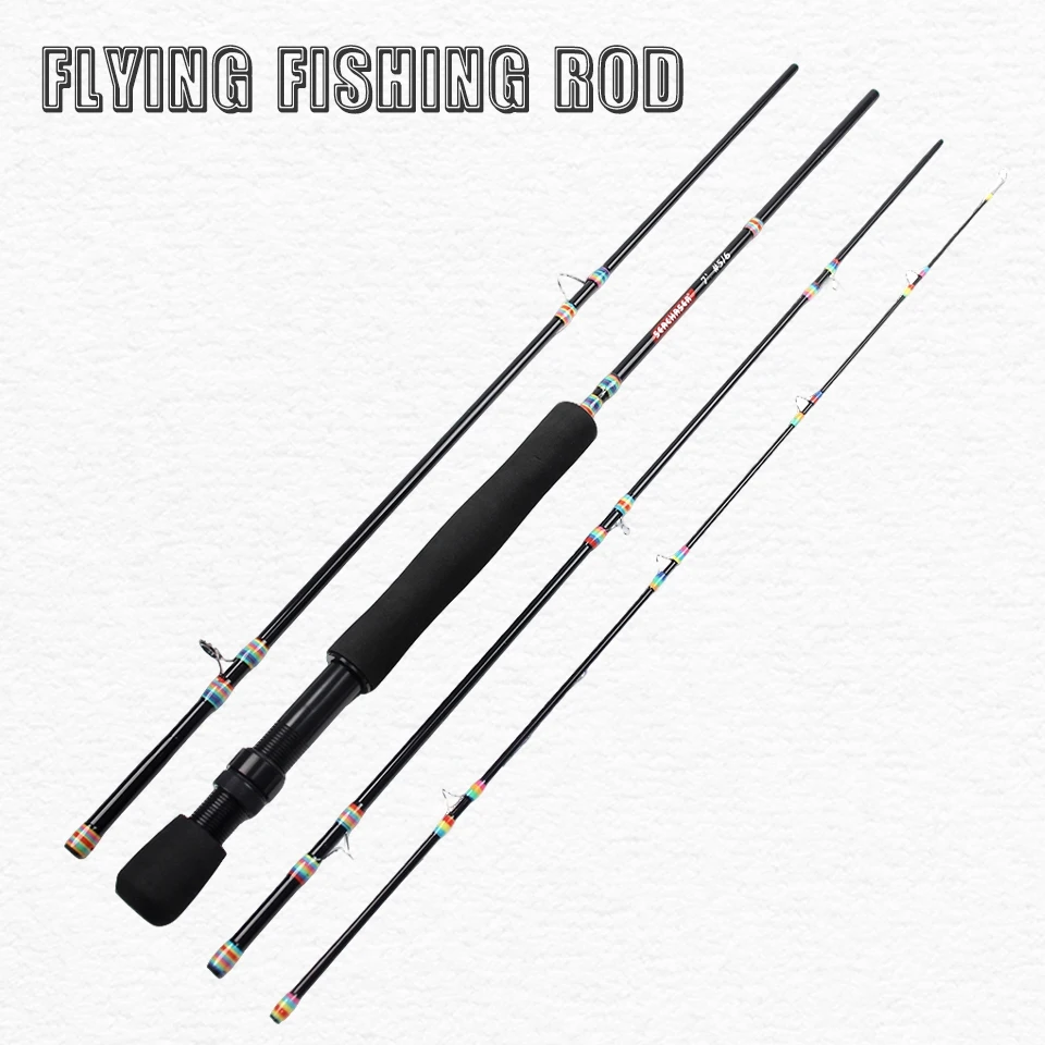 Caña de pescar con mosca de cuatro secciones, fibra de carbono de alta densidad, solo pesa 120 g, pero resiste a la flexión/rotura. Fundición suave cada vez - imagen 4