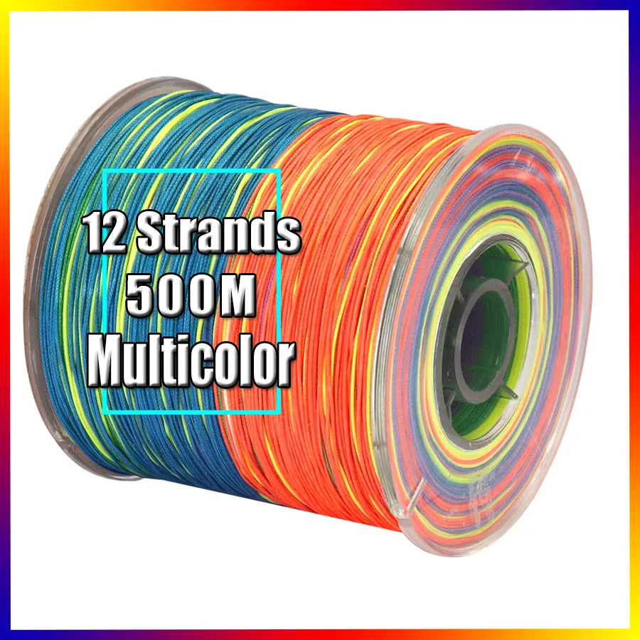 Hilo de pesca trenzado de PE, 12 hebras, 500m, multifilamento, para pesca de carpa, alta resistencia, 25-230LB - imagen 5