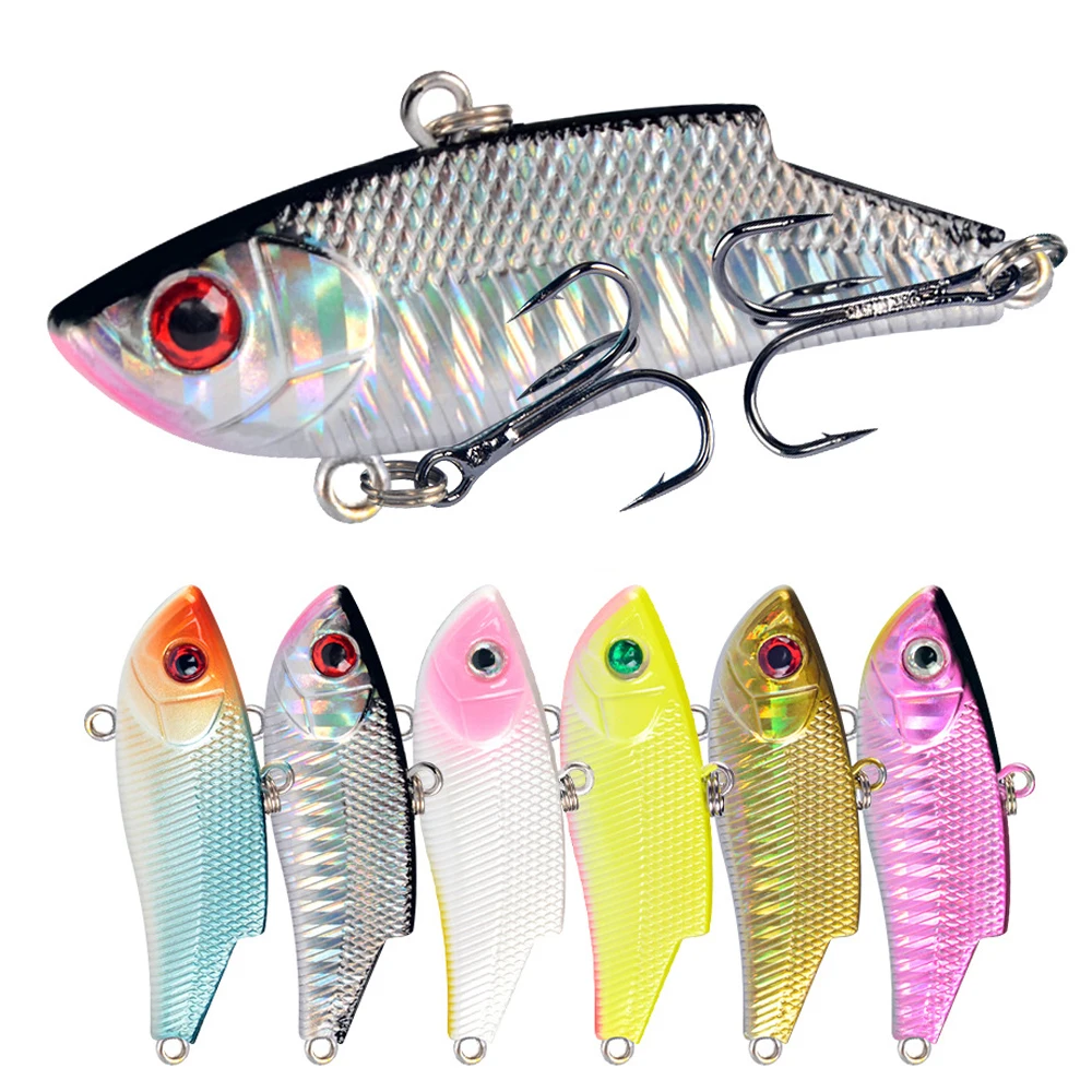 6 uds VIB señuelo de pesca Swim Minnow Wobbler cebo duro Artificial Crankbait invierno mar pesca lubina buceo cebo giratorio