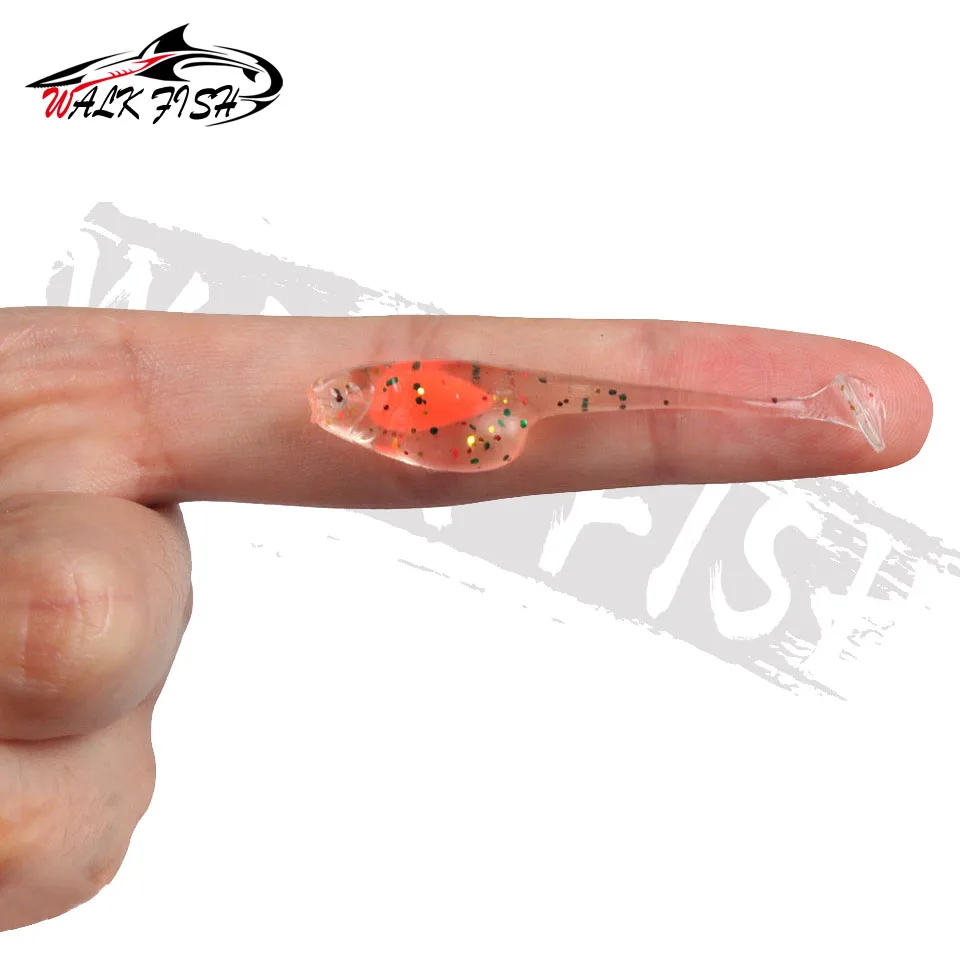 WALK FISH-SEÑUELOS DE gusano suave para pesca, cebo de silicona de 5cm y 0,8g, 12 piezas, TPE, Swimbait, gusanos, Jigging, trucha, Wobblers - imagen 3