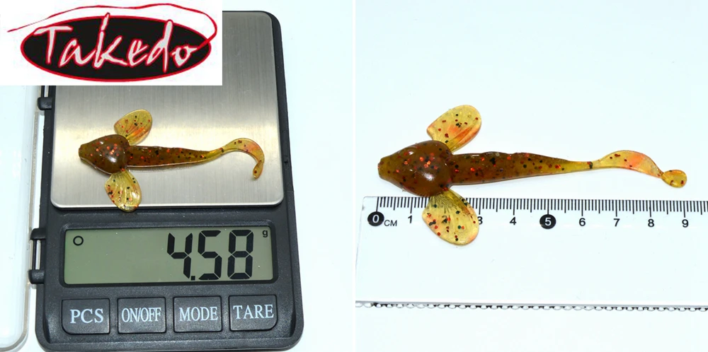 TAKEDO 6 uds 90MM 4,5G salamandra gigante de una sola cola cebo de pesca suave gusano de simulación para cebo de perca y mandarín de boca cruzada - imagen 3