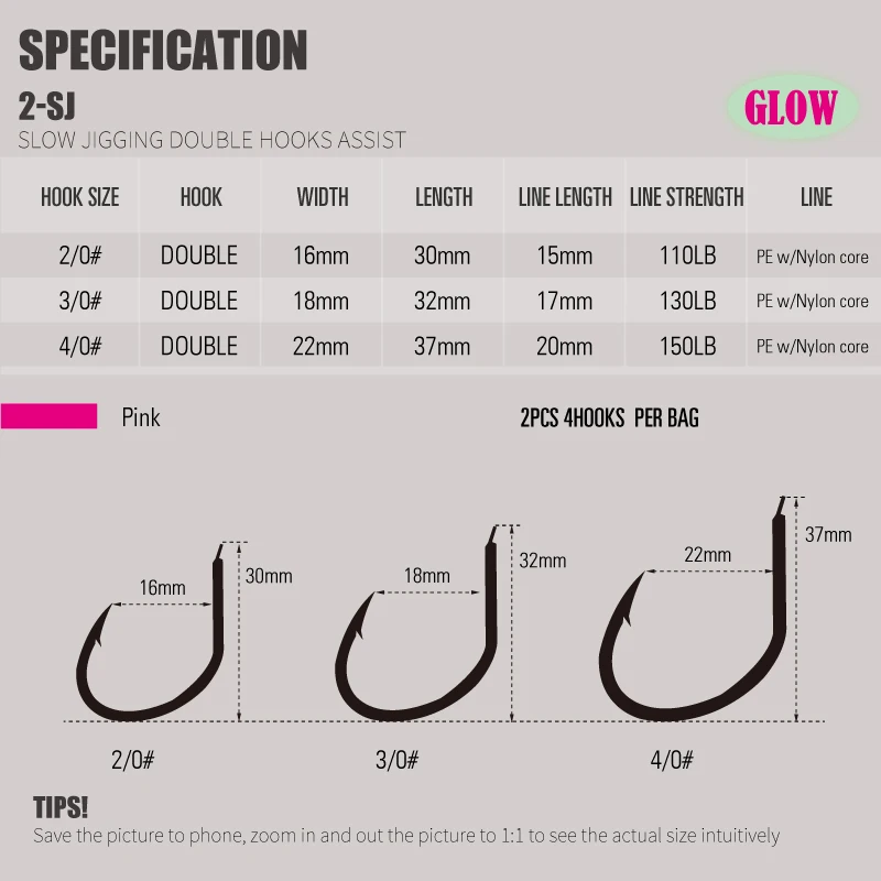 Mustad 2-SJ Slow Jigging Twin Assist - Anzuelos brillantes de mar - imagen 5