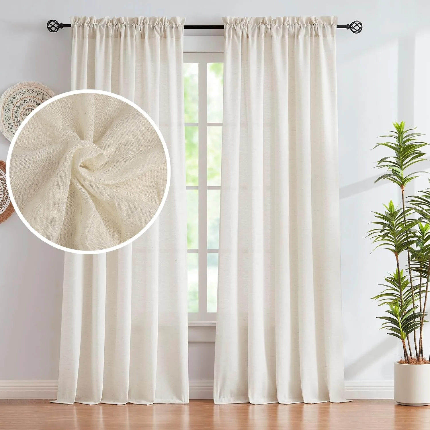 Cortinas de Lino Semitransparentes – Filtran la Luz, Estilo Rústico Natural