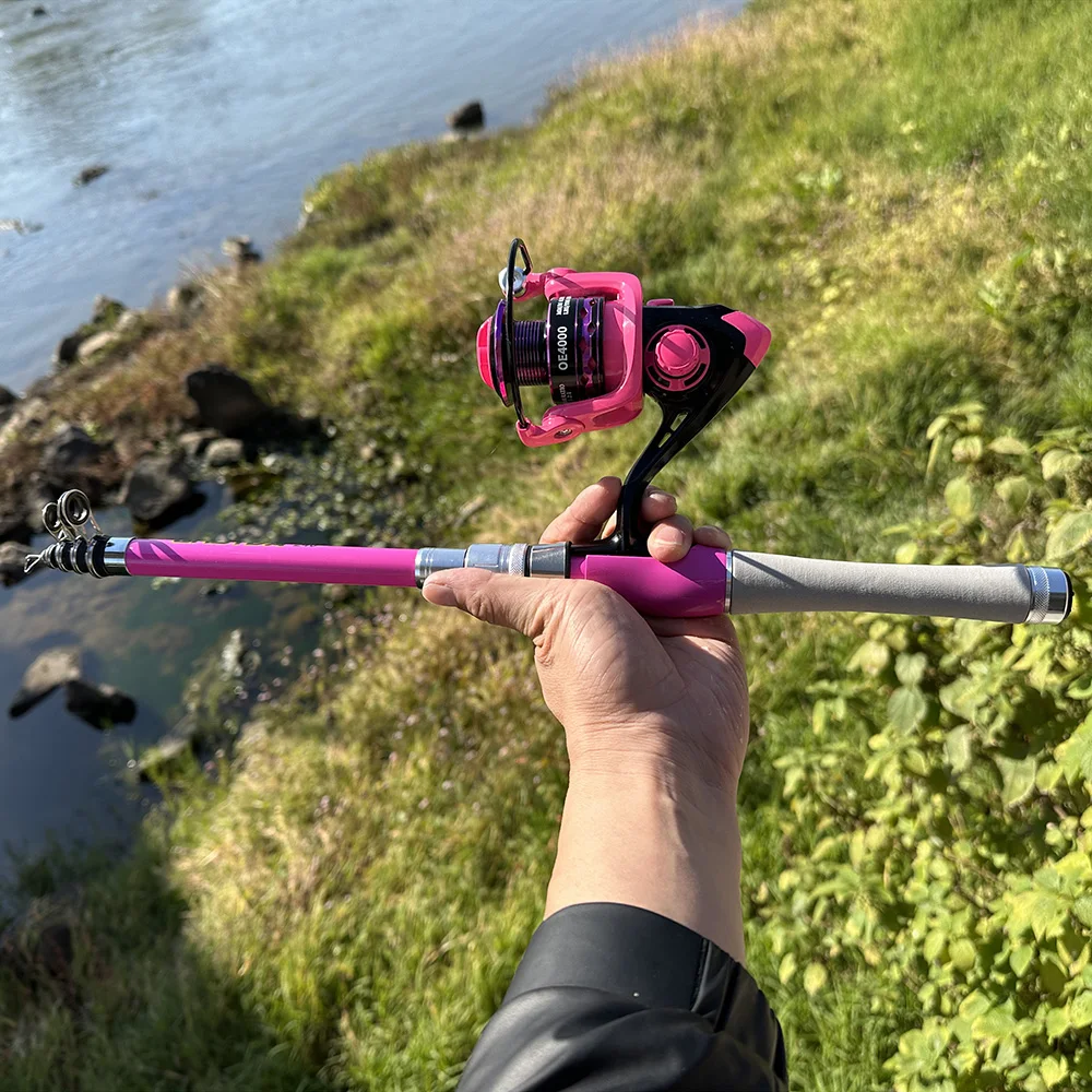 Combo de caña de pescar telescópica portátil, caña de pescar de 1,5-2,4 m y Kit de sedal de Pesca de carrete giratorio 2000 3000 4000 para Pesca de agua dulce - imagen 5