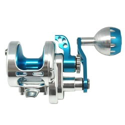 Topline-carrete de pesca Jigging CNC, aleación de aluminio, tambor de plantilla de Metal completo, arrastre máximo de 35kg, 6,3: 1