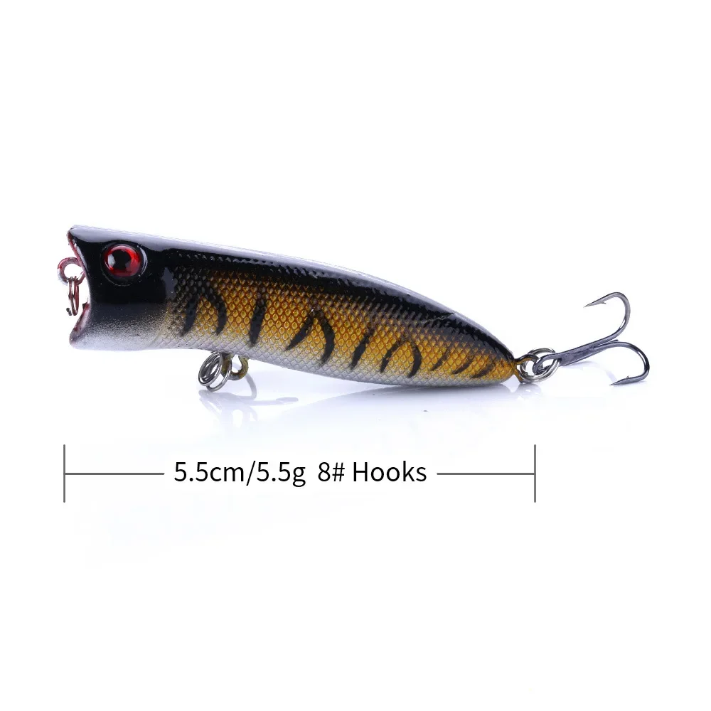 Señuelos de pesca Popper de superficie de 55mm y 5,5g, cebo Artificial de fundición larga, lápiz Topwater, Swimbait Wobblers para equipo de perca de Lucio - imagen 5