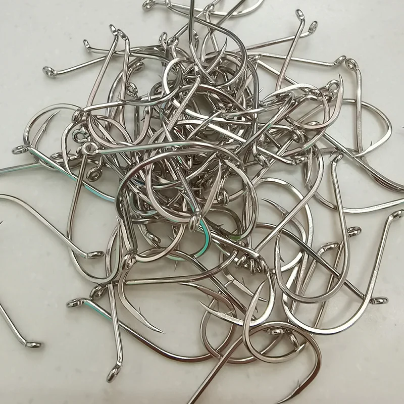 Anzuelos circulares de 50 unidades por paquete, anzuelos de pesca compensados con púas, anzuelo de pesca con ojo convertido, punto de corte, Steelhead Walleye Livebait, anzuelo de mar - imagen 5