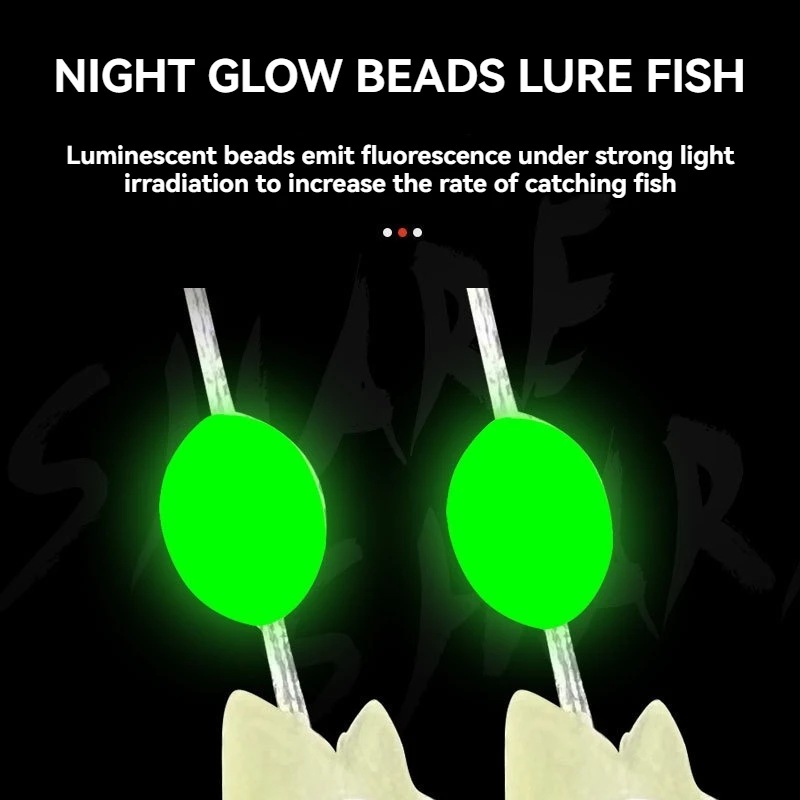 Cebo Artificial luminoso, cabeza de pez láser, brillo nocturno, pesca, aparejo de acero de alto carbono, gancho de cuerda, equipo de señuelo de mar, herramientas de señuelo - imagen 4