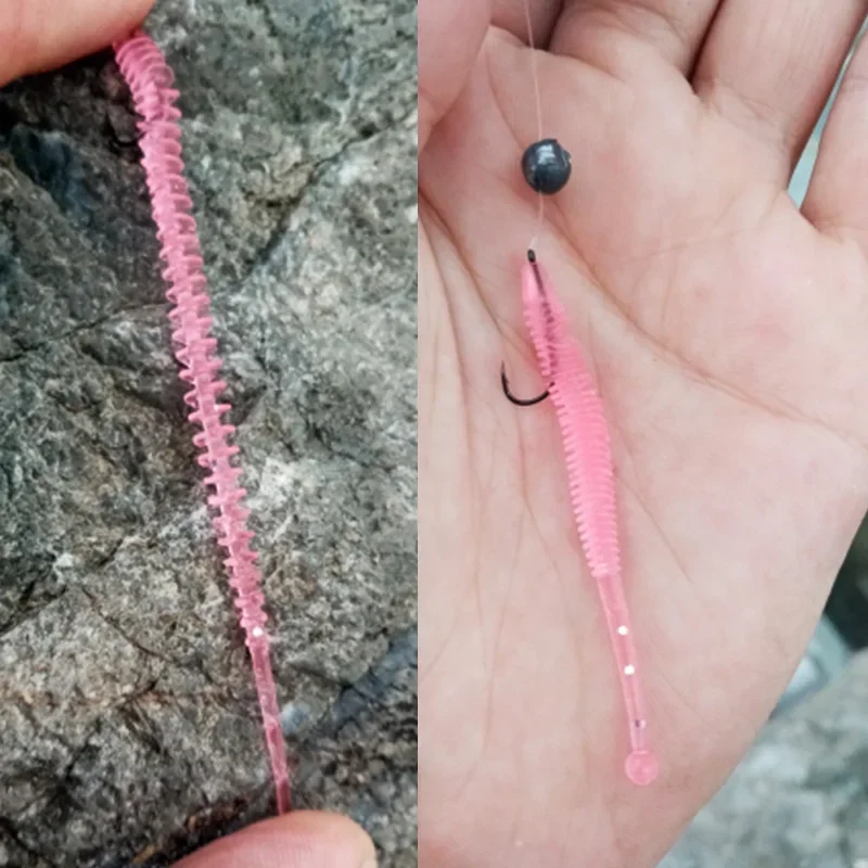 10 unids/lote olor a Camarón gusano de silicona cebo suave 6cm 0,6g Jig Wobblers señuelo de Pesca cebos artificiales para lubina carpa aparejos de Pesca - imagen 2