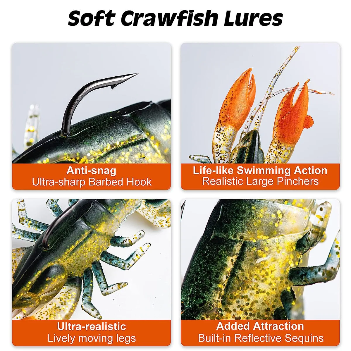 1/2/3 Uds 8cm/14g atrapa más peces con cangrejos Señuelos de pesca-cebo suave de langosta y garra para pesca en caña - imagen 5