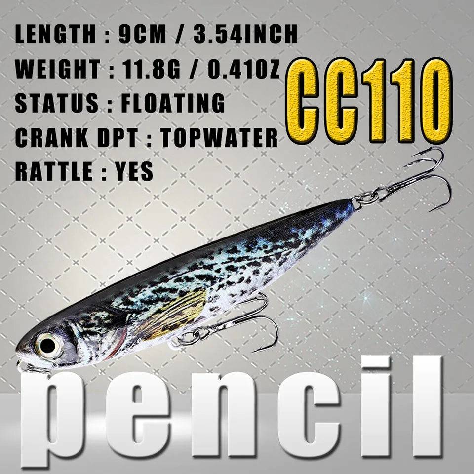 WALK FISH señuelo de Pesca Topwater, lápiz Wobblers, cebo duro, 90mm, 11,8g, señuelo Artificial para caminar, acción de perro para Lucio, Pesca de lubina - imagen 4