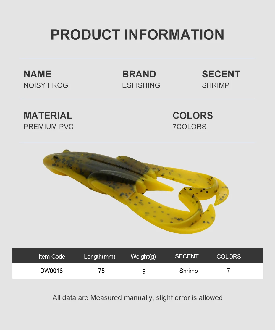 ESFISHING Señuelos de Pesca de rana 75mm 6 uds TopWater Pesca cebos de silicona suave cabeza de serpiente lubina para Pesca doble rizado - imagen 3