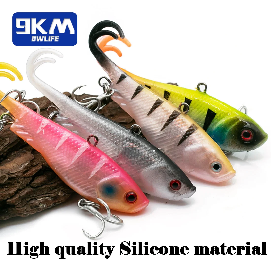 9KM 5Pcs Swimbaits Fishing Lures with Jig Head Soft Lure Split Tail with Treble Hooks For Saltwater Freshwater - imagen 2
