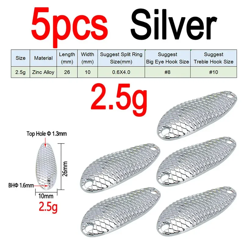 2.5g 5pcs Silver