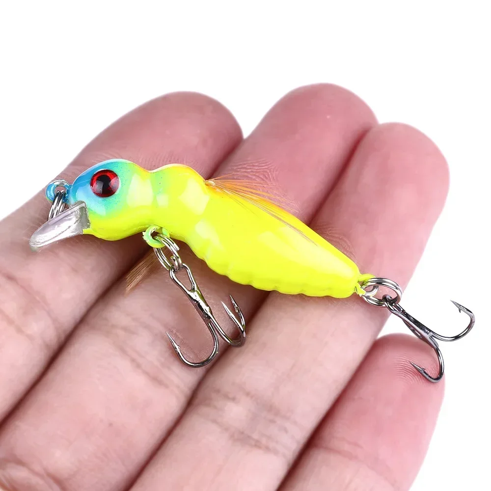 1 Uds 4,5 cm 3,5g Mini abejorro cebo insecto Artificial Wobbler aparejos de pesca pluma abeja señuelo de pesca Crankbait cebo de agua dulce - imagen 4
