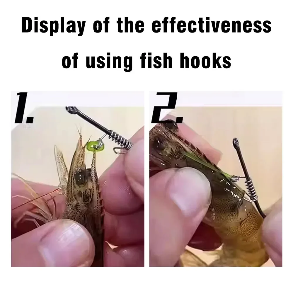 MNFT 10 unids/caja anzuelo de púas de acero al carbono fuerte anzuelo circular fijo cebo de pesca de camarones vivos direccionado para carpa para pesca con señuelo - imagen 5