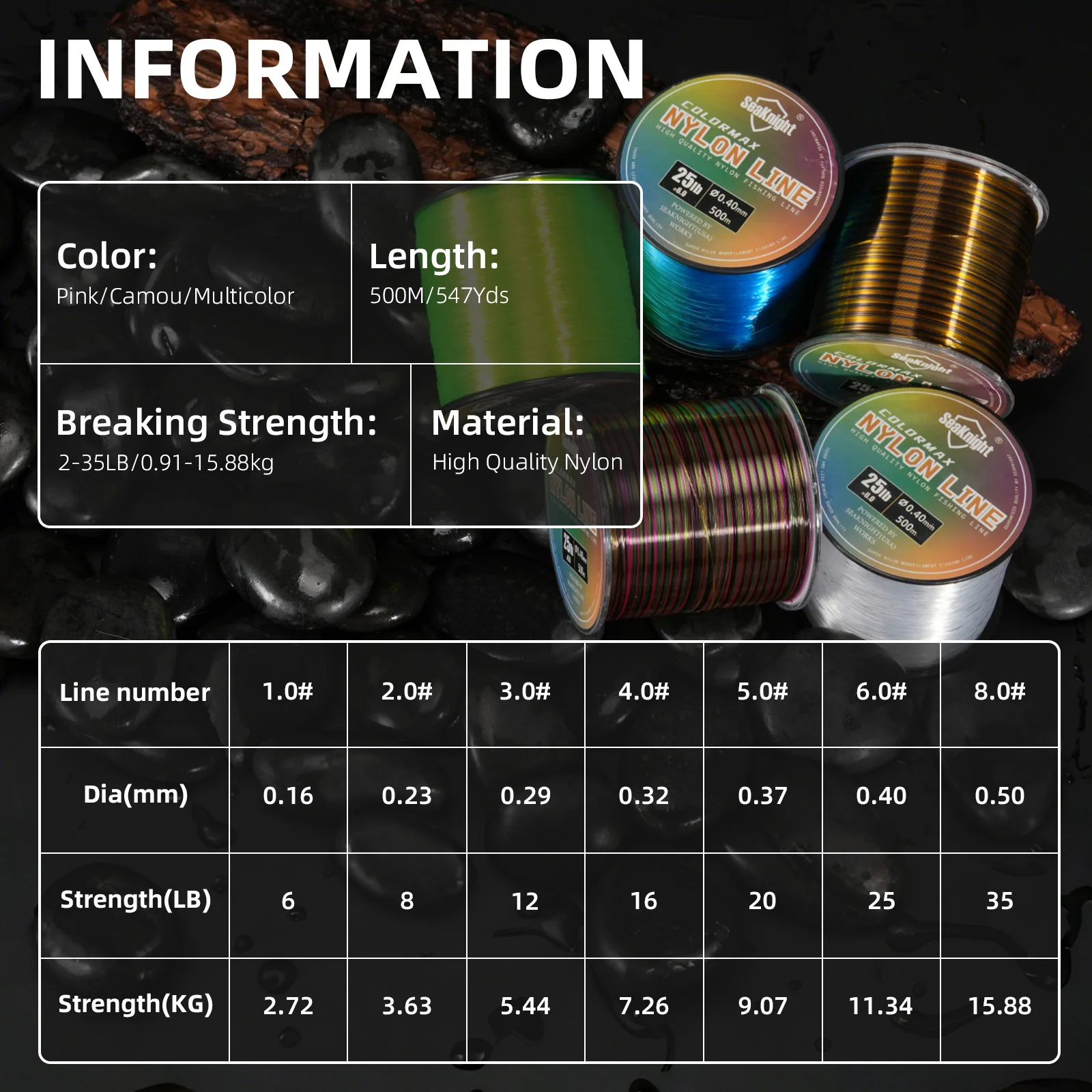 SeaKnight Colormax Sedal Monofilamento Nylon – Hundimiento rápido - imagen 3