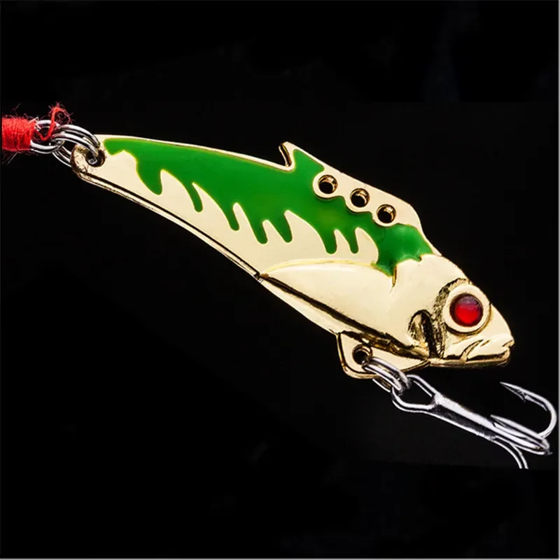 1 ud. 10g 4,5 cm cuchara de Metal VIB señuelo de pesca Crankbait Jig Wobblers Bass Crankbait con 8 #   Cebo con anzuelos triples - imagen 5