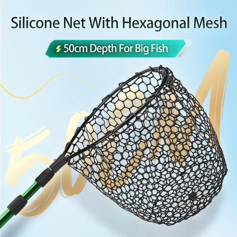 WEIHE 1 Uds red plegable 16 #   Varilla de red de aleación de aluminio, red de silicona de bolsillo, red telescópica - imagen 3