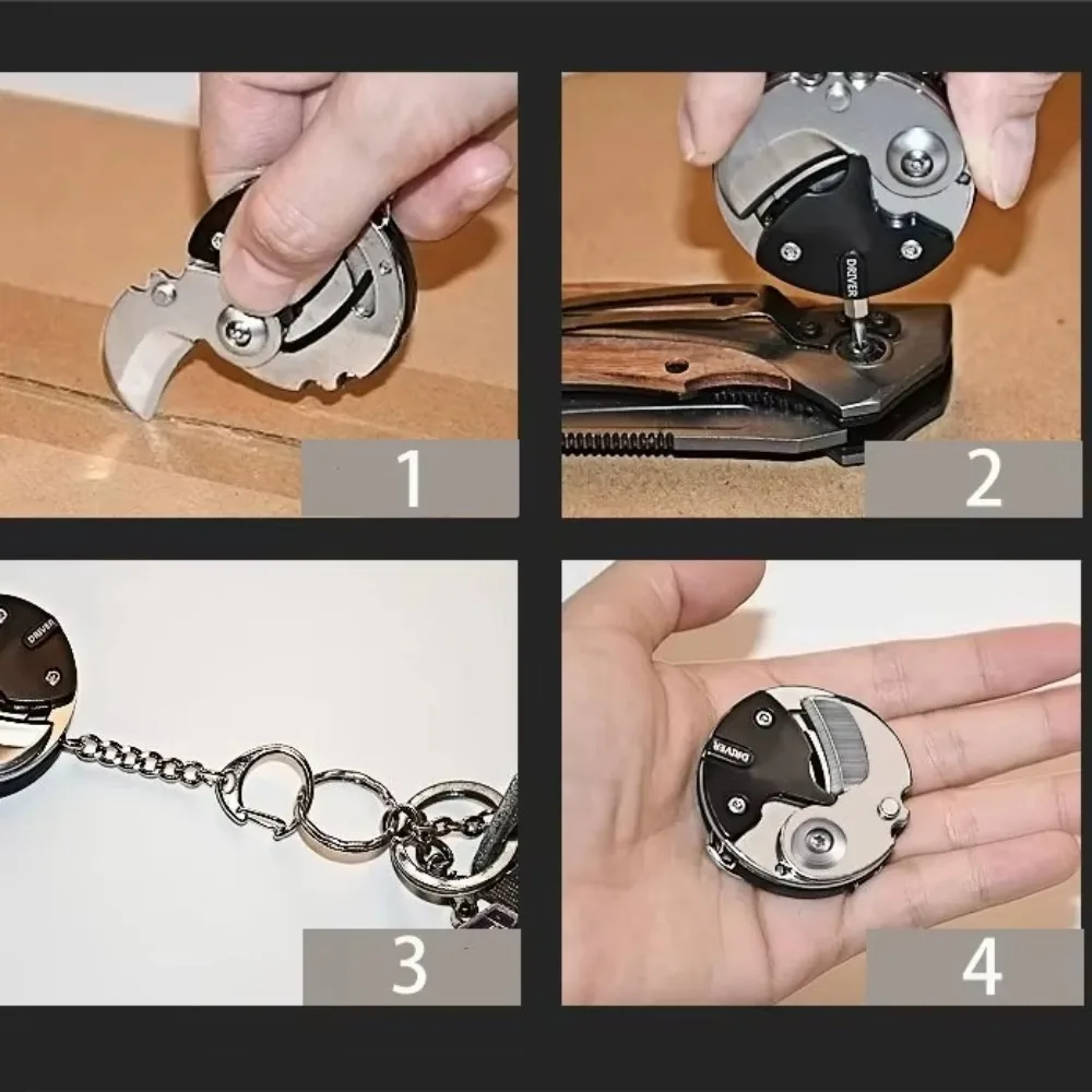 Nuevo Mini llavero con cabeza de lote, destornillador portátil multiusos, llavero, dispositivos de acero inoxidable para exteriores - imagen 3