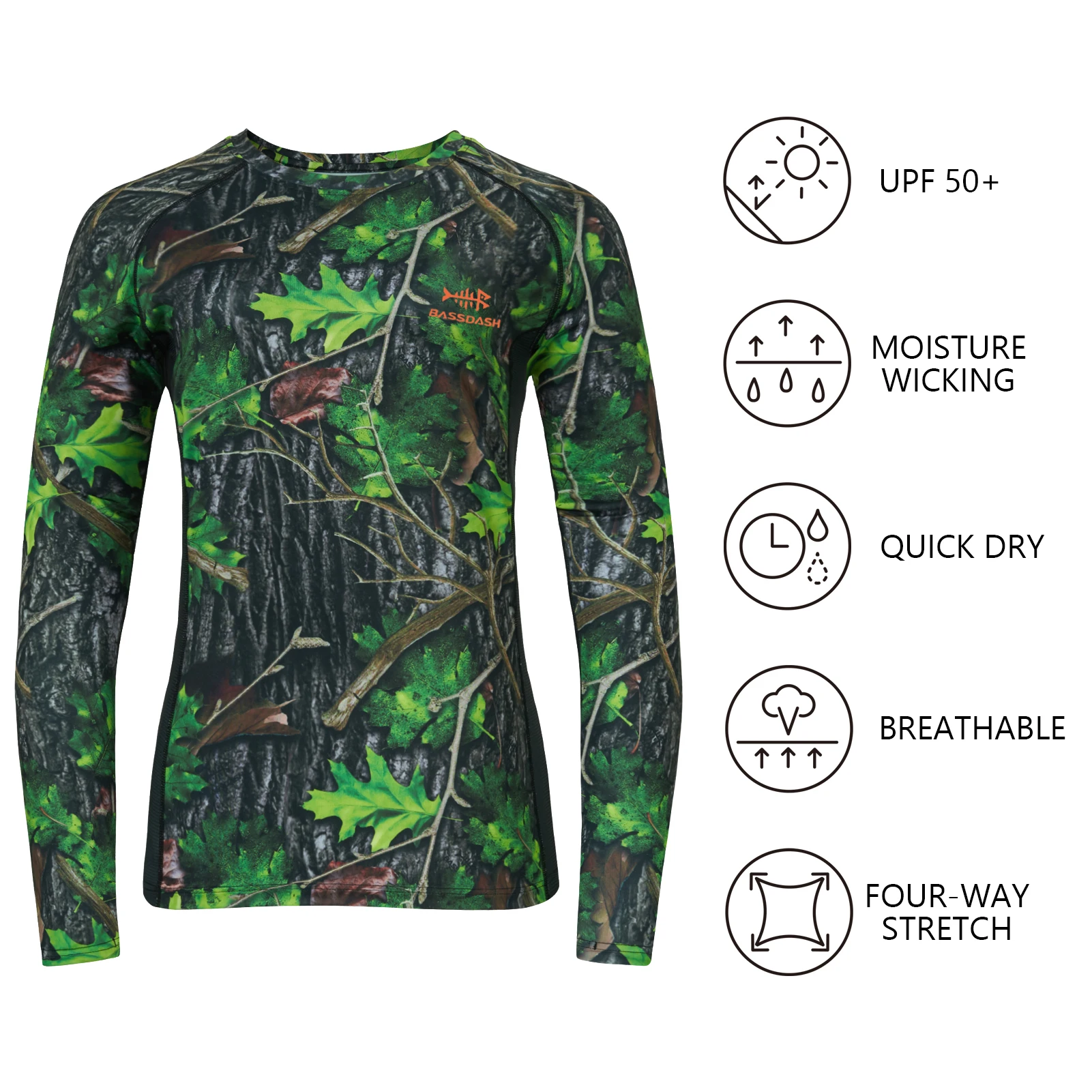 Bassdash Camisa de caza de camuflaje para mujer de manga larga UPF 50+ Protección solar Camiseta de rendimiento pesca Senderismo - imagen 4