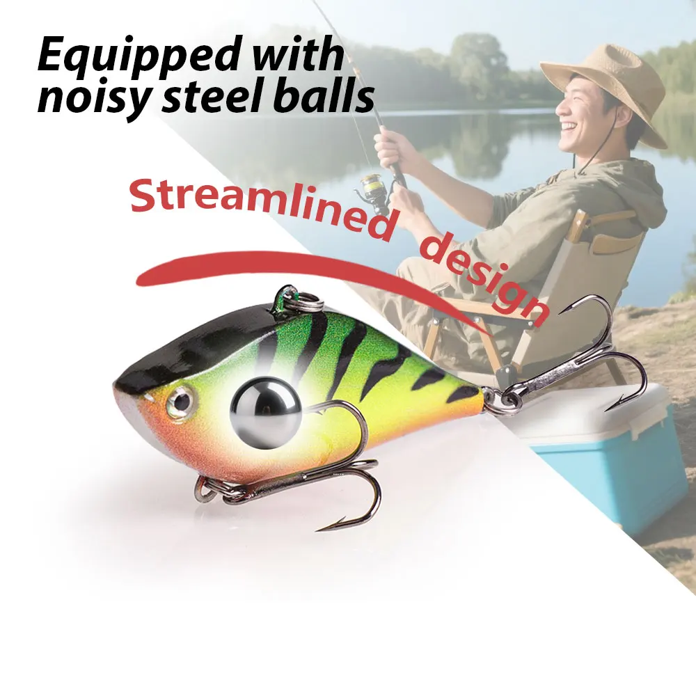 Señuelo Hanlin VIB de hundimiento lento, 65mm/13g, bola de sonajero con vibración, Wobbler Artificial, cebo duro sin labios, Crankbait, aparejos de pesca en hielo - imagen 4
