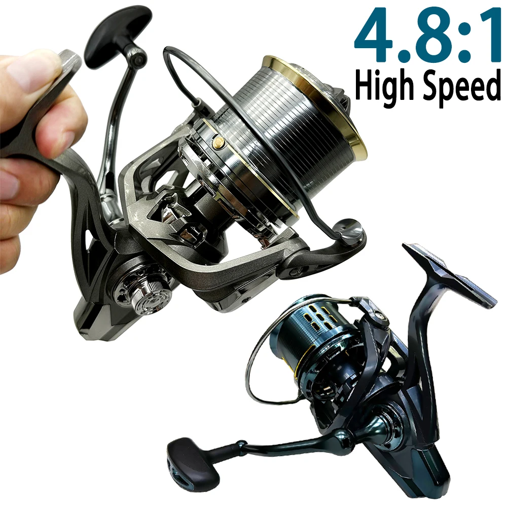 Carrete de pesca Spinnig de larga distancia, serie 8000 9000 10000 12000 14000, equipo de pesca de barco de arrastre máximo de 20KG para gran juego, pez, carpa, Lucio