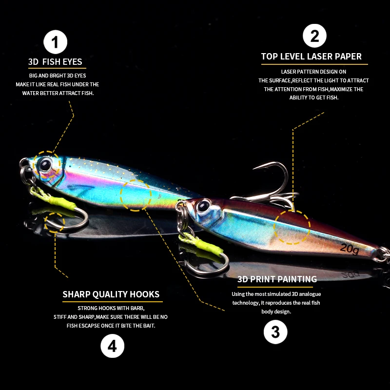 Señuelos de pesca mágicos de trabajo, agua salada, 10g, 15g, 20g, 30g, 40g, plantilla para suministros marinos, nuevo cebo Artificial, orilla, Jigging lento, pez falso - imagen 5