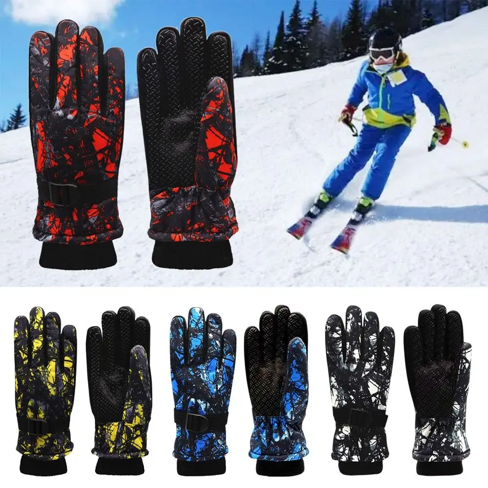 Nueva moda antideslizante espesar nieve cálida Snowboard manopla de manga larga a prueba de viento impermeable niños guantes de esquí - imagen 3