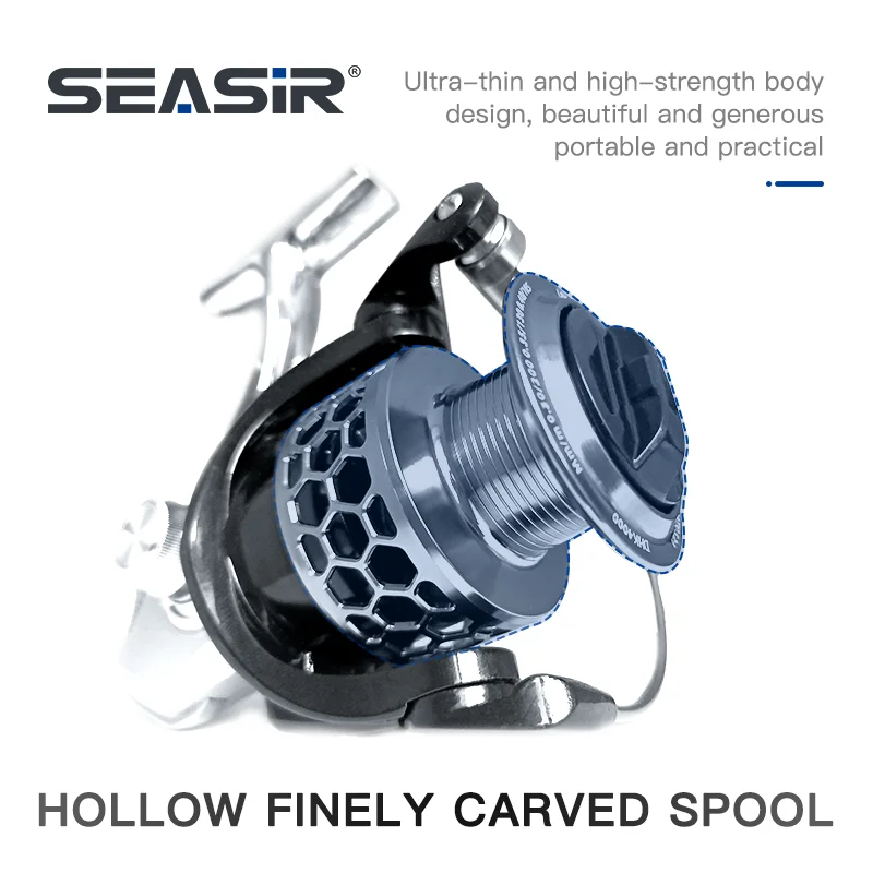 SEASIR DHK Carrete de pesca giratorio, mango de potencia, arrastre máximo de 16kg, rodamiento japonés, aparejos de pesca baratos de Metal, para agua salada - imagen 4