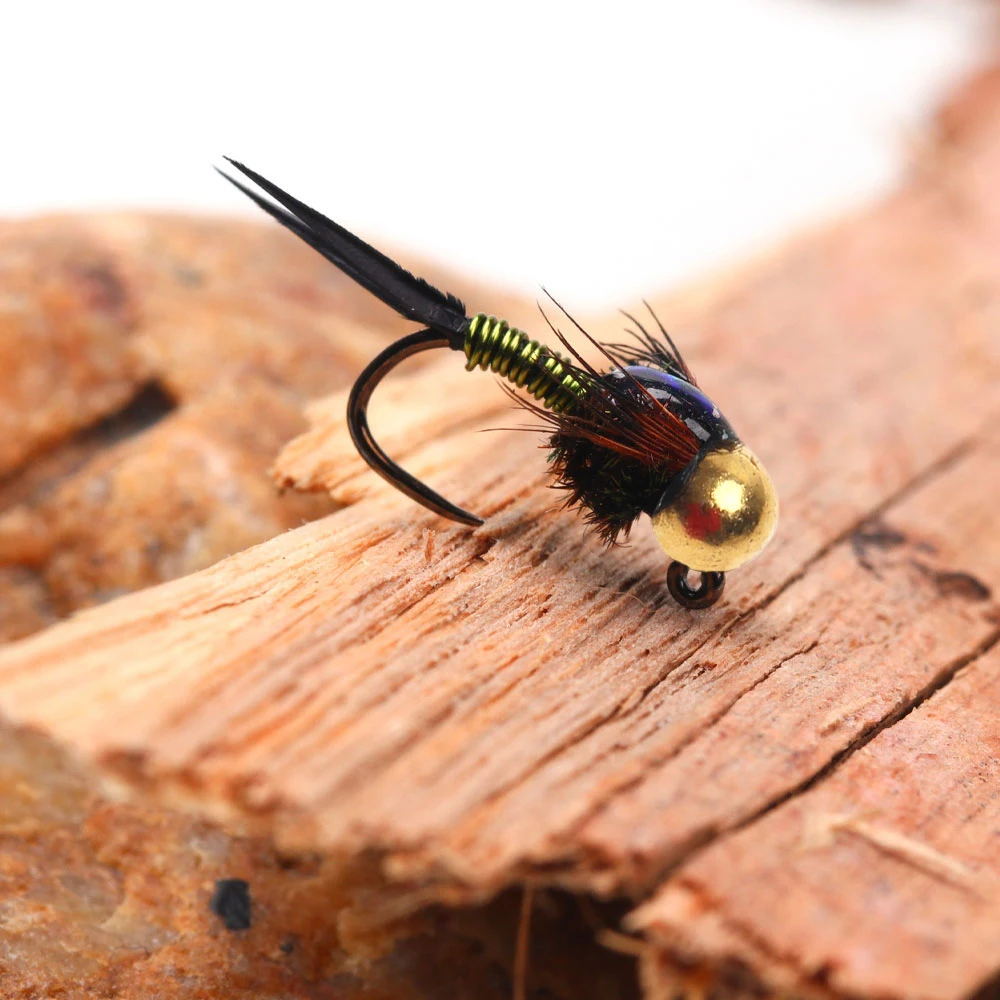 Bimoo-Señuelos de Pesca de tungsteno, 4 piezas, #16, plantilla sin púas, cobre, alambre de cobre, costilla, fregadero rápido, Euro, ninfa, Mosca, trucha - imagen 4