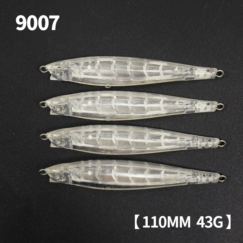 20 piezas Señuelos de pesca de pececillo sin pintar, 110mm, 43g, cebo de hundimiento pesado, cebos artificiales de agua salada de fundición larga, Swimbait de tiro monstruo - imagen 2