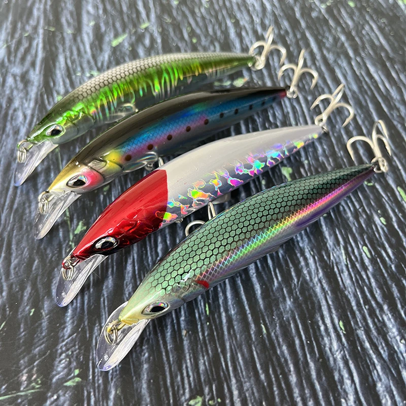 Señuelos de Pesca de pececillo que se hunden, 45g, 120mm, flujo de agua dulce de fundición larga, cebo duro Artificial para lubina, trucha, Lucio, equipo de Pesca - imagen 3