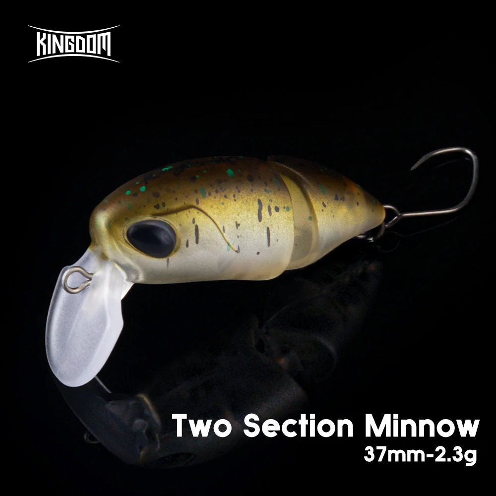 Kingdom Micro Minnow señuelo 2,3g 37mm 2 secciones Artificial en forma de S oscilante flotante Crankbaits de plástico para pesca de trucha lubina
