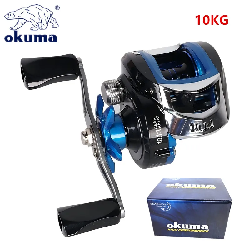 Nuevo carrete de copa de alambre de metal OKUMA 10,1: 1 carrete de pesca de alta velocidad de 10kg con potencia de arrastre carretes de pesca Baitcasting con forma de gota de agua - imagen 3
