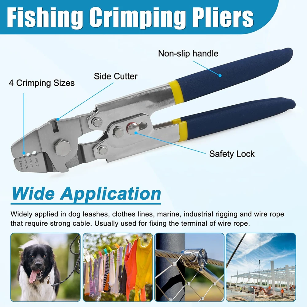Kit de herramientas de crimpado de pesca, alicates de acero inoxidable, cuerda de alambre, Mangas de crimpado de 590 piezas, cuentas para tubos de línea de pesca - imagen 4